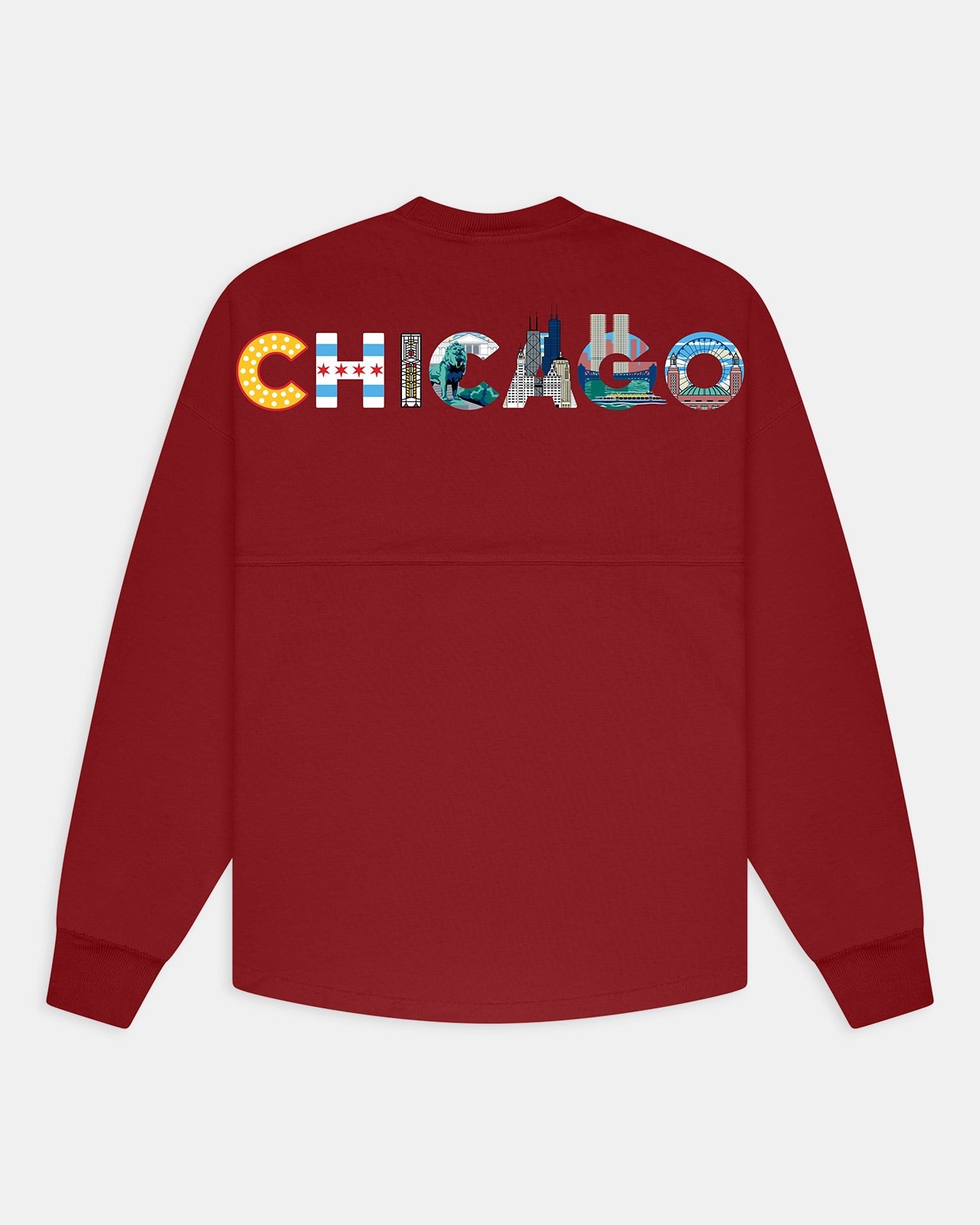 Chicago Painted Cityscape Spirit Jersey® 1 Garnet