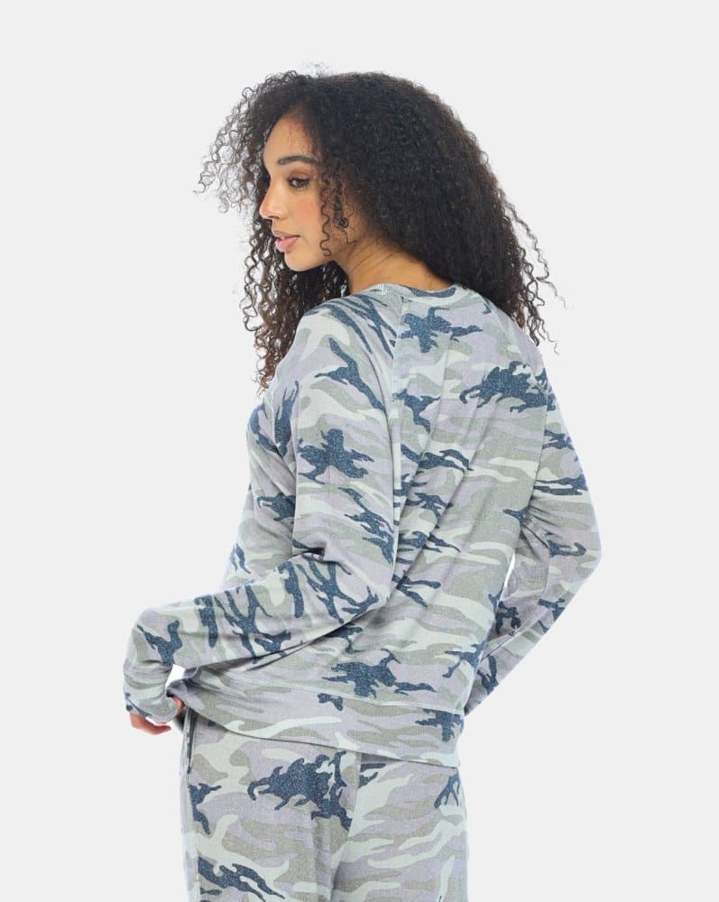Women's Brushed Raglan Printed Lounge Pullover 2 Brushed Camo